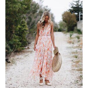 Morrisday The Label • Medium • Heat White Orange • Tropical Blossom Maxi Dress